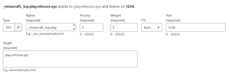 Настройка SRV-записи в Cloudflare